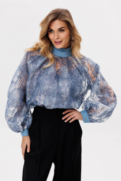 Блуза из органзы с рюшами и съемным топом EOLA 2810 голубой - фото 5