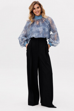 Блуза из органзы с рюшами и съемным топом EOLA 2810 голубой - фото 3