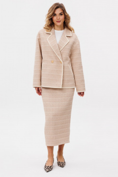 Юбка зауженная из твида с разрезом и потайной молнией EOLA 2805 бежевый - фото 1