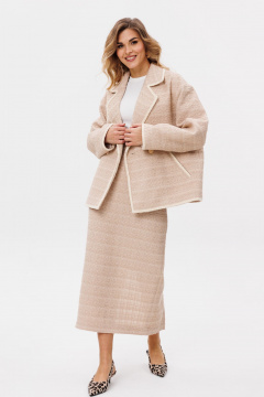 Юбка зауженная из твида с разрезом и потайной молнией EOLA 2805 бежевый - фото 4
