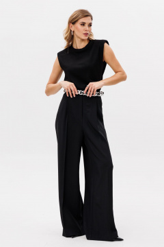 Палаццо из костюмной ткани с лампасами и боковыми карманами EOLA 2804 черный - фото 4