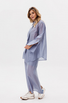 Блуза из плательно-блузочной ткани с пуговицами EOLA 2797.1 голубой - фото 4