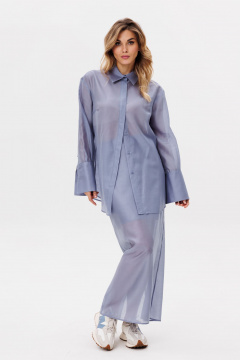 Блуза из плательно-блузочной ткани с пуговицами EOLA 2797.1 голубой - фото 2