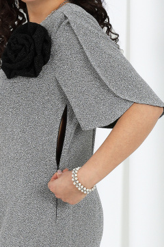 Платье из трикотажа с эффектом люрекс и разрезом Ninele 7481 серебро - фото 5