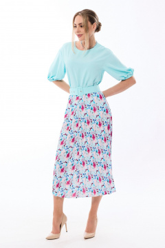 Демисезонная блуза и юбка плиссированные со складками Golden Valley 6688 бирюза - фото 1