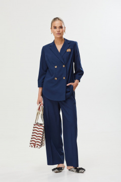 Джинсовый костюм: жакет и классические брюки Твой имидж 2098 тёмно-синий - фото 1