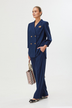 Джинсовый костюм: жакет и классические брюки Твой имидж 2098 тёмно-синий - фото 4