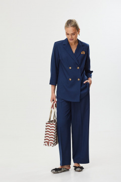Джинсовый костюм: жакет и классические брюки Твой имидж 2098 тёмно-синий - фото 3