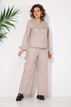 Брюки и жакет в стиле Casual из хлопкового джинса Liliana 1415 беж - фото 3