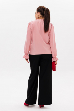 Розовая блуза с декоративными завязками и воротником Anelli 1281 леденец - фото 5