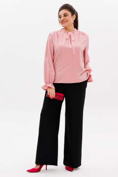 Розовая блуза с декоративными завязками и воротником Anelli 1281 леденец - фото 3