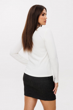 Белый лонгслив из вискозы с приталенным силуэтом Anelli 1385 крыжовник - фото 4