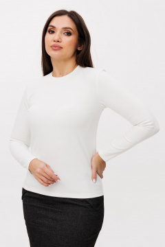 Белый лонгслив из вискозы с приталенным силуэтом Anelli 1385 крыжовник - фото 1
