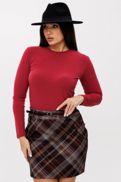 Красный лонгслив из вискозы для ежедневного образа Anelli 1385 клюква - фото 2