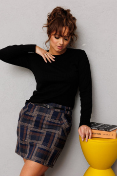 Черный лонгслив из вискозы для любого стиля Anelli 1385 ежевика - фото 2