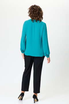 Блуза с нагрудными вытачками и V-образным вырезом ANASTASIA MAK 1239 бирюза - фото 4