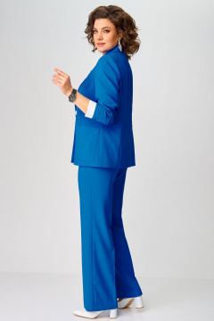 Демисезонный комплект из блузки, брюк и жакета в классическом стиле Aira Style 24218 синий - фото 3