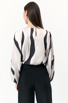 Белая свободная блуза из текстиля и шелка без подклада Art Ribbon M1095T - фото 3