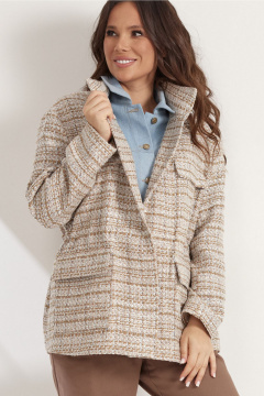 Комплект жакет и брюки свободного кроя из текстиля Магия моды 2542 коричневый-голубой - фото 5