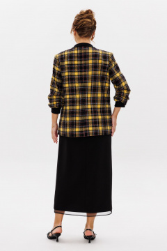Комплект жакет и юбка из костюмной ткани с органзой Mubliz 239 желтый_черный - фото 2