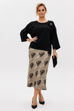 Нарядная блуза и юбка из тянущихся материалов Mubliz 241 черный-золото - фото 1