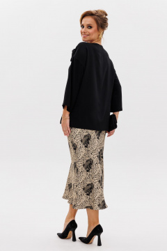 Нарядная блуза и юбка из тянущихся материалов Mubliz 241 черный-золото - фото 2