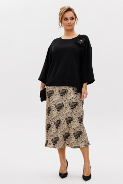 Нарядная блуза и юбка из тянущихся материалов Mubliz 241 черный-золото - фото 4