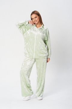 Костюм 2-ка из бархата для повседневного стиля TVIN 7836 олива - фото 3