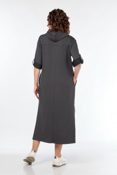 Серое платье с капюшоном из трикотажа с принтом для комфорта Диомант 2032 графит - фото 3