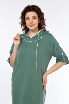 Зеленое платье с капюшоном и принтом для повседневных стилей Диомант 2032 зелень - фото 5