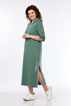 Зеленое платье с капюшоном и принтом для повседневных стилей Диомант 2032 зелень - фото 2