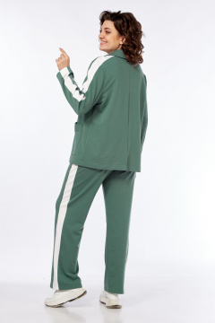Комплект из трикотажных брюк, жакета и майки в зеленом стиле Диомант 2043 зелень - фото 5