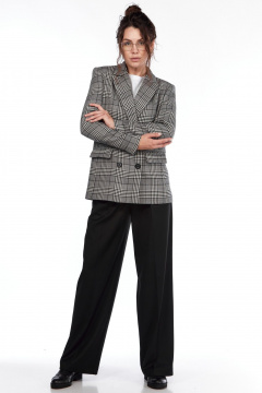 Брюки широкие прямые из текстиля для делового образа LadyThreeStars 2403 черный - фото 2