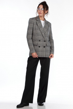 Двубортный жакет полуприлегающего силуэта из вискозы LadyThreeStars 2430 клетка - фото 5
