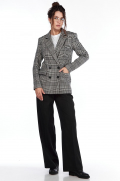 Двубортный жакет полуприлегающего силуэта из вискозы LadyThreeStars 2430 клетка - фото 4