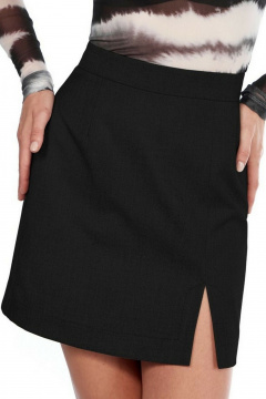 Черный костюм жилет и юбка из текстиля для делового стиля LadyThreeStars 2441 черный - фото 3