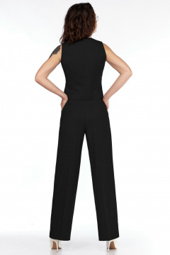 Черный костюм брюк и жилета из текстиля для офиса LadyThreeStars 2445 черный - фото 2