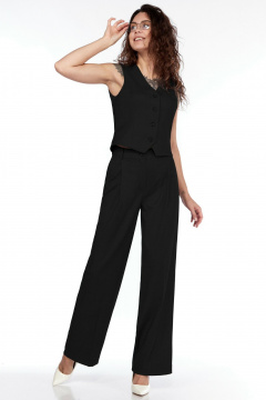 Черный костюм брюк и жилета из текстиля для офиса LadyThreeStars 2445 черный - фото 1