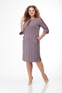 Платье женское до колена с нагрудными вытачками Anelli 899 бордо - фото 2