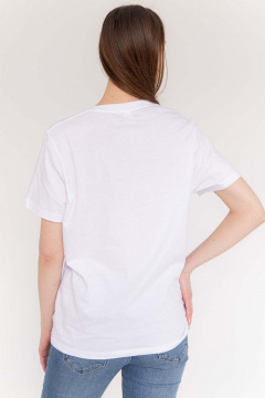 Белая футболка с цитатой и коротким рукавом из хлопка MariSt 21004 белый - фото 4