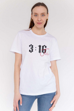 Белая футболка с цитатой и коротким рукавом из хлопка MariSt 21004 белый - фото 1