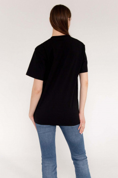 Черная футболка с цитатой и классическим кроем из хлопка MariSt 21005 черный - фото 3