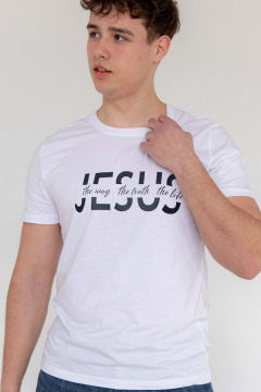 Белая хлопковая футболка мужская с принтом MariSt 22004 белый - фото 2