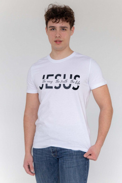 Белая хлопковая футболка мужская с принтом MariSt 22004 белый - фото 1