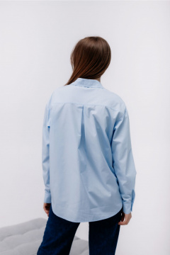 Рубашка с воротником-стойкой и накладными карманами MarSo 2406 голубой - фото 3