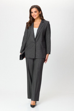 Жакет из текстиля с вертикальными рельефами в деловом стиле MarSo 2414 серый - фото 4