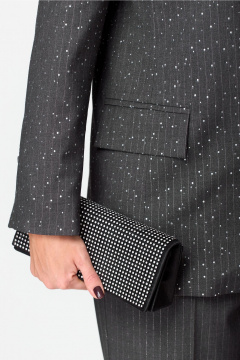 Жакет из текстиля с вертикальными рельефами в деловом стиле MarSo 2414 серый - фото 3