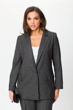 Жакет из текстиля с вертикальными рельефами в деловом стиле MarSo 2414 серый - фото 2