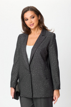 Жакет из текстиля с вертикальными рельефами в деловом стиле MarSo 2414 серый - фото 1