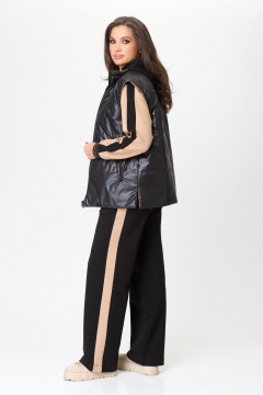 Костюм из трикотажа с контрастными вставками MarSo 2422 беж-чёрный - фото 3